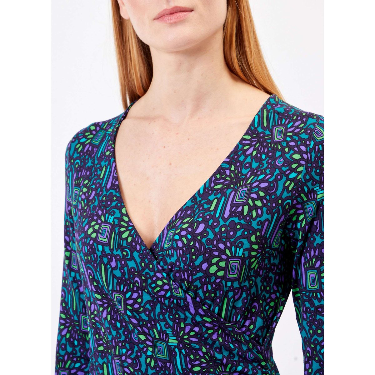 Robe imprimée cintrée en maille SALLY bleu, PRINCESSE NOMADE