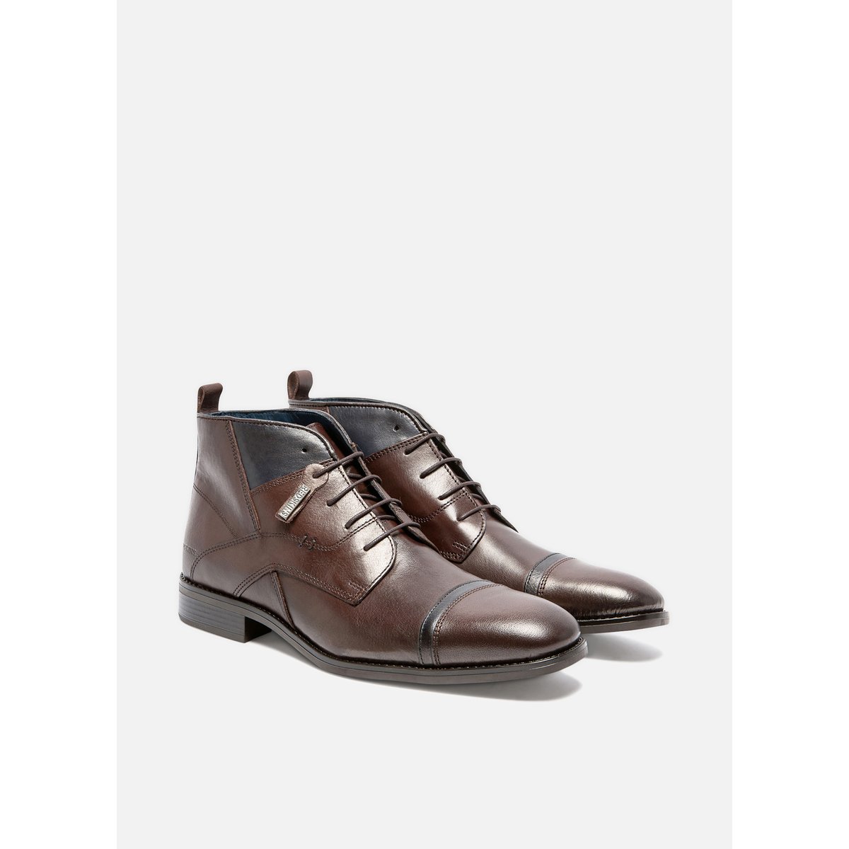 Boots cuir REALISTE cafe+marine, REDSKINS