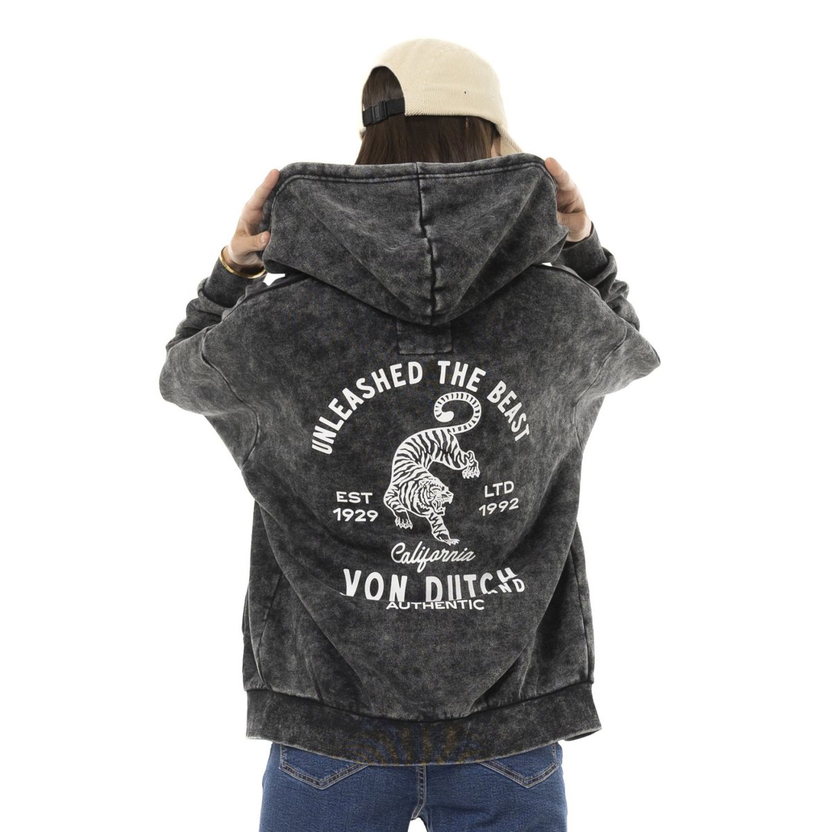 Sweat à Capuche BEAST noir/blanc/gris, VON DUTCH