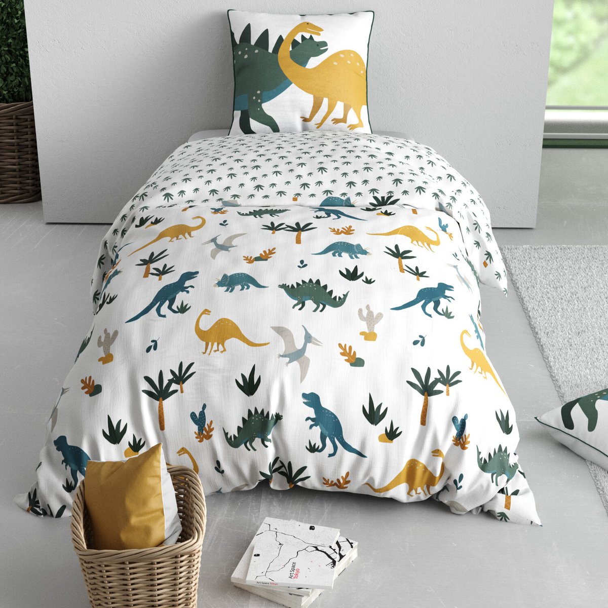 Parure housse de couette coton imprimée, denver vert, C DESIGN HOME TEXTILE