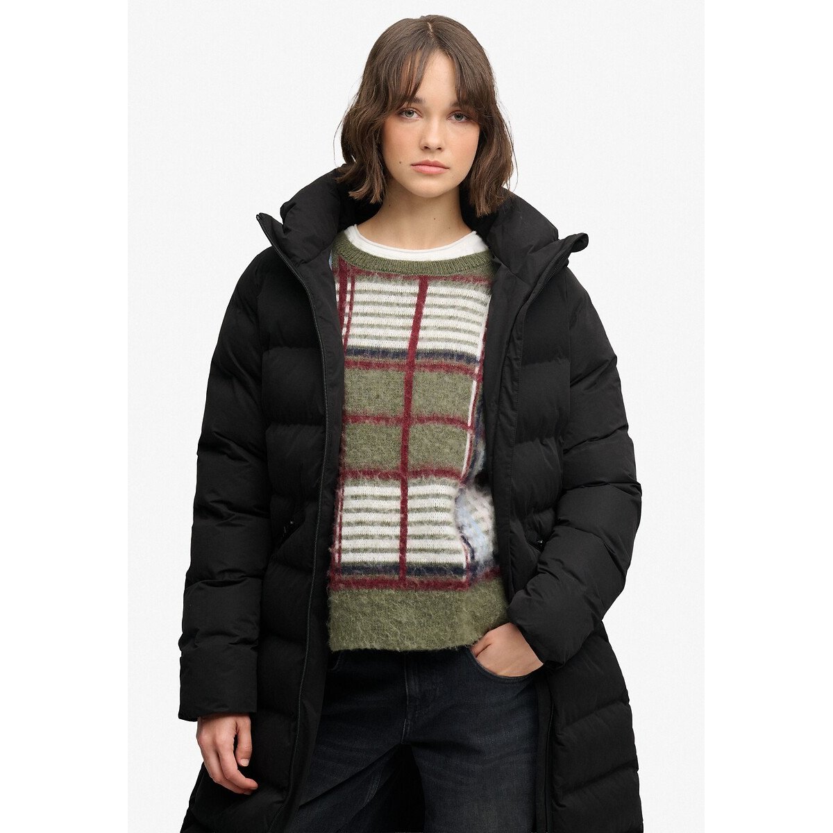 Veste Longue Microfibre City noir, SUPERDRY