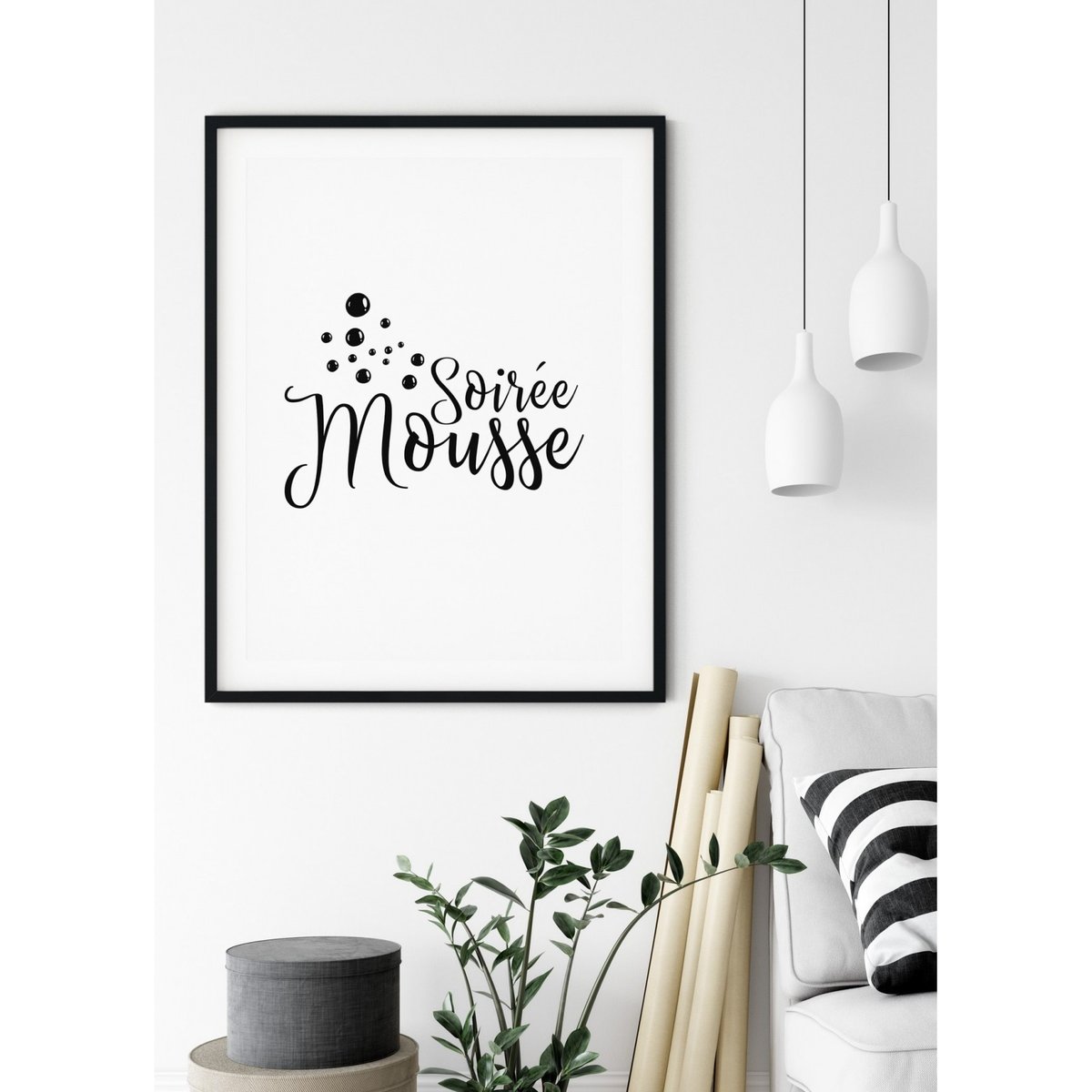 Affiche 'Soirée Mousse' blanc, L'AFFICHERIE