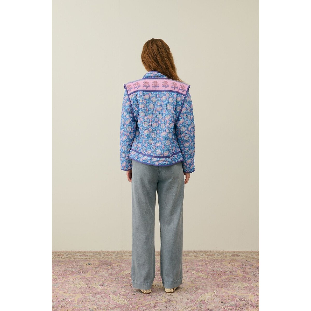 Printed Quilted Jacket with Removable Sleeves NELINA blue print, LOUISE MISHA