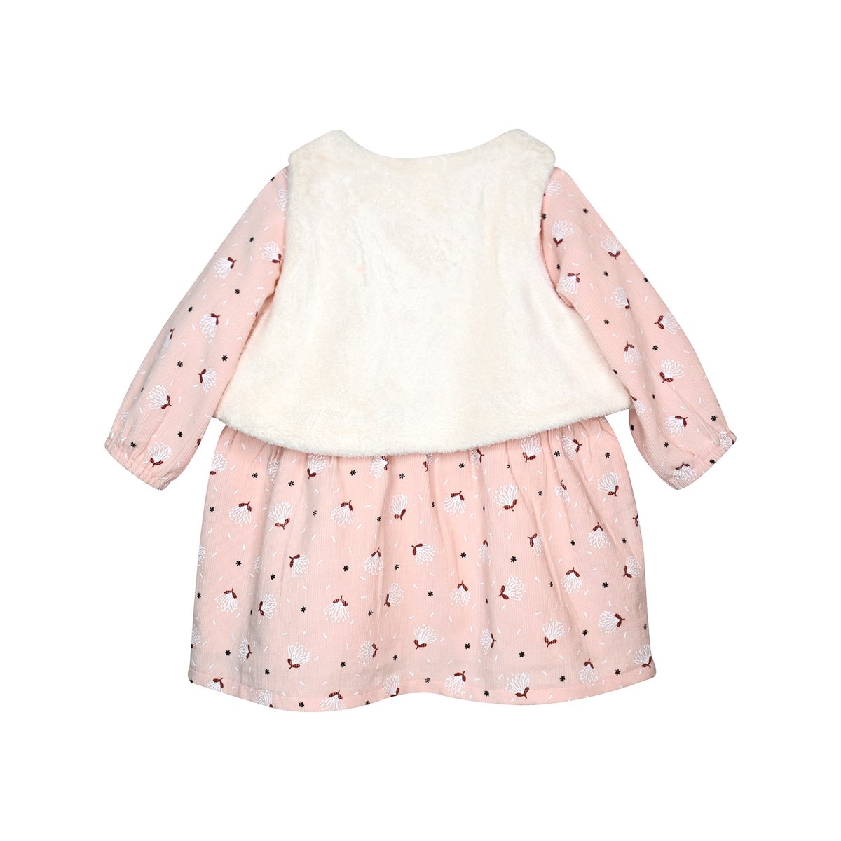 Ensemble robe manches longues et gilet sans manche pamela rose, SUCRE D'ORGE