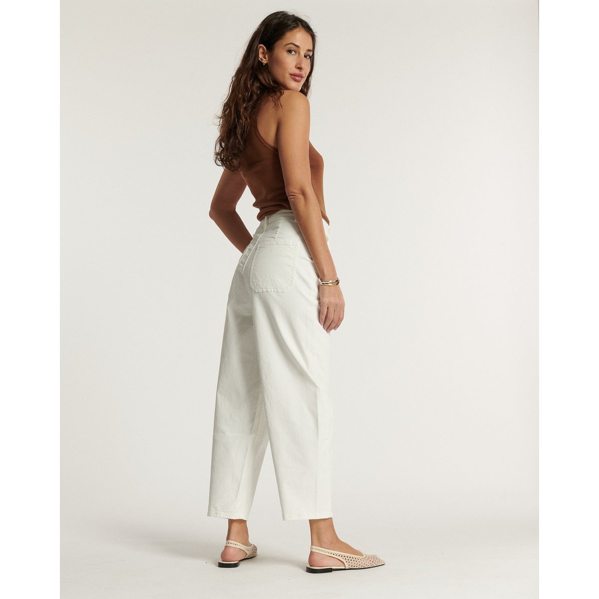 PANTALON BALLON TAILLE HAUTE UTILITY STRETCH blanc, LABDIP