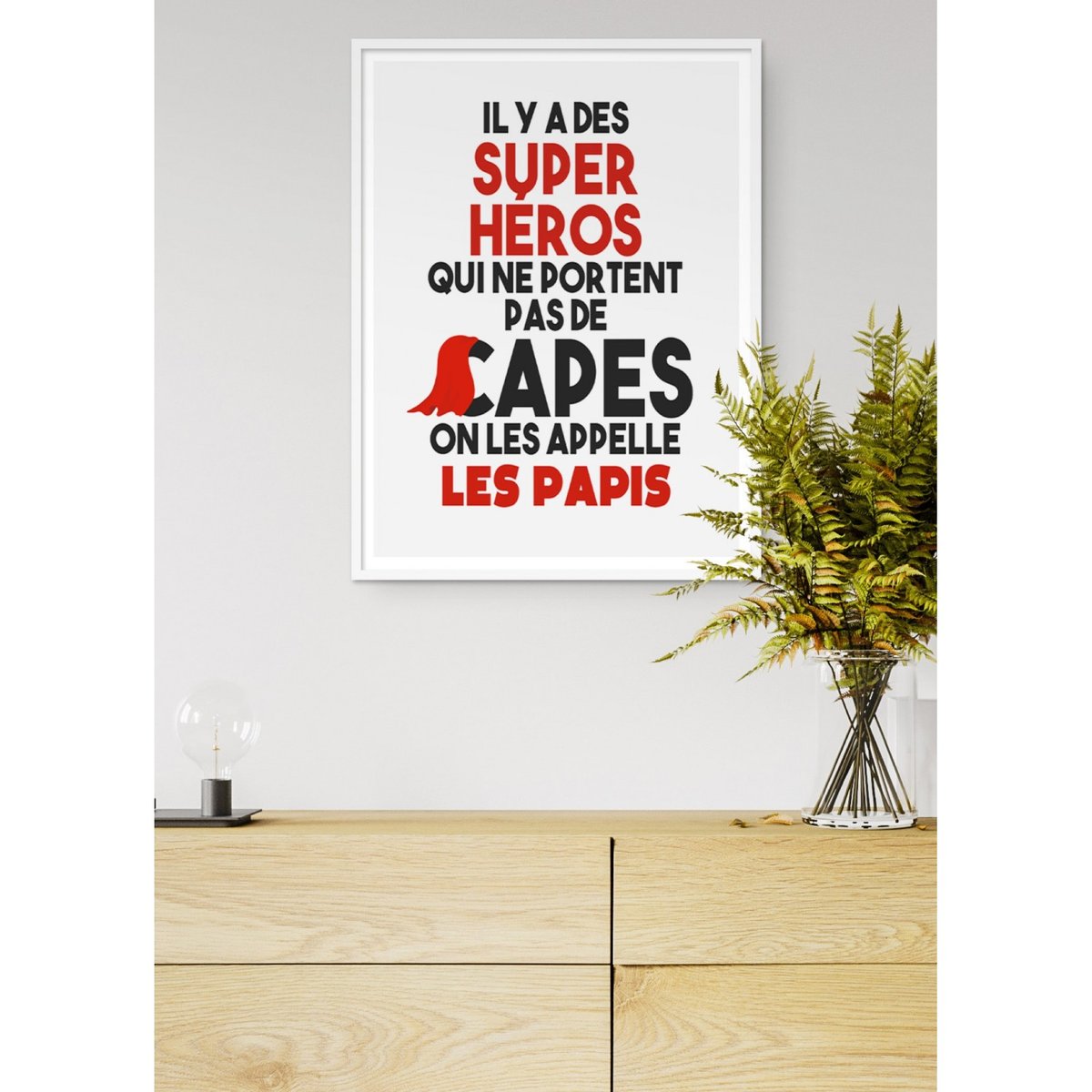 Affiche 'Papis Super Héros' blanc, L'AFFICHERIE