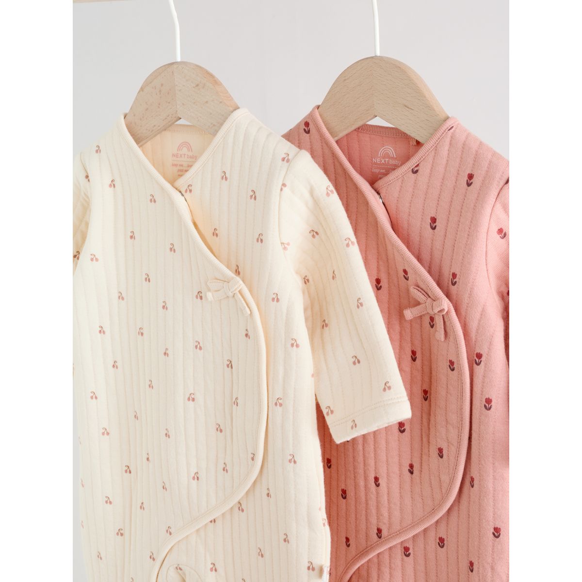Grenouillère matelassée bébé, lot de 2 rose/crème, NEXT