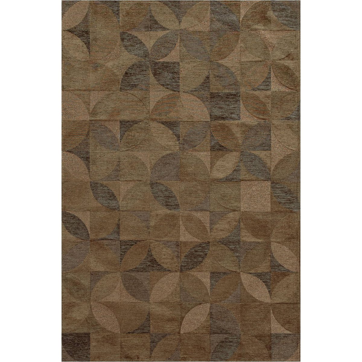 Tapis rectangulaire int. extérieur, RONDO marron ambre aux nuances beige et gris, RECOLLECTION