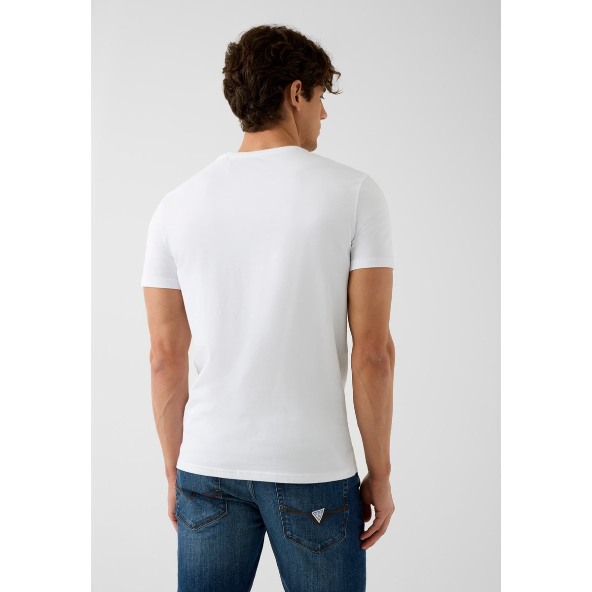 T-Shirt En Mélange De Coton blanc, GUESS