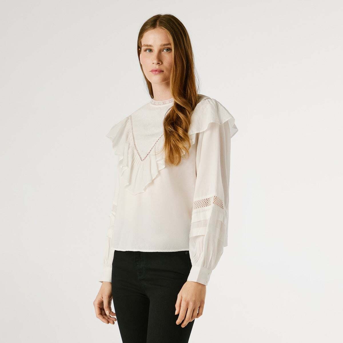 Blouse Fluide Avec Volants naturel, PEPE JEANS