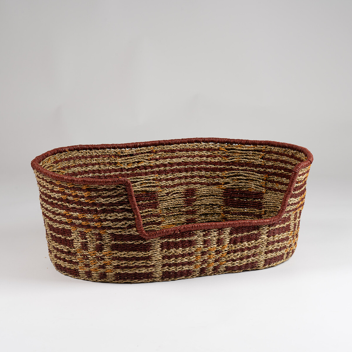 Red and Natural Check Woven Pet Bed with Cushion Small red, SO'HOME