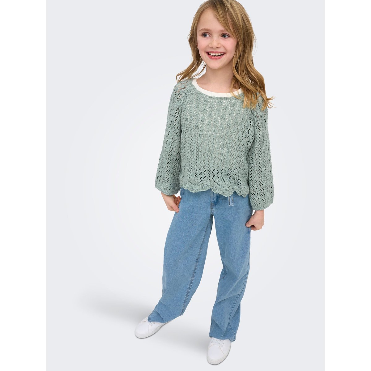 Jean À Jambe Large light blue denim, KIDS ONLY