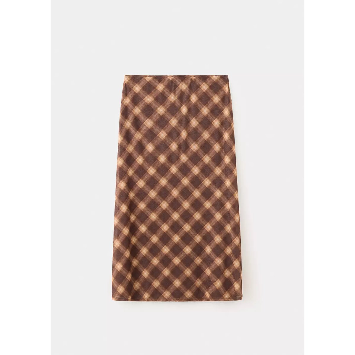 Jupe midi carreaux marron, MANGO