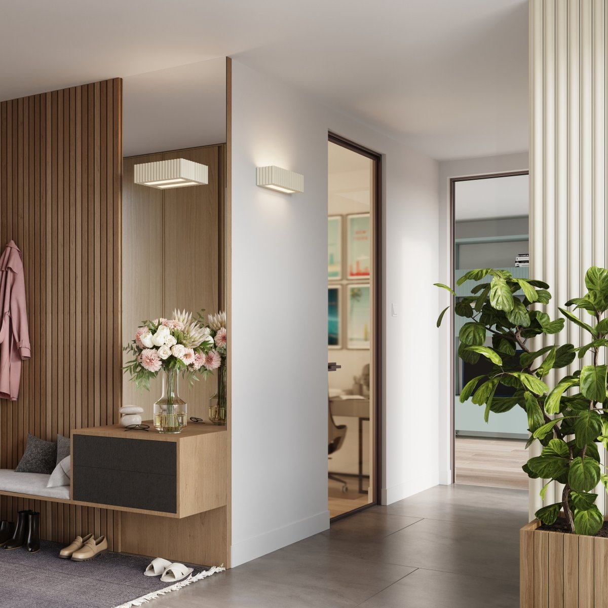 Applique murale Céramique Beige E27 1 Rigata beige, EDEN