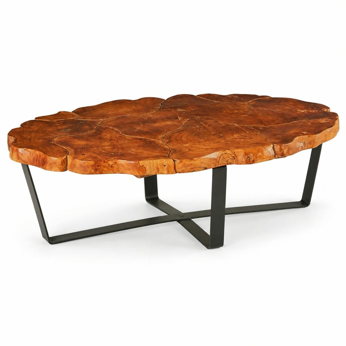 Table basse ovale teck massif recyclé BALTIMORE bois naturel, PIER IMPORT