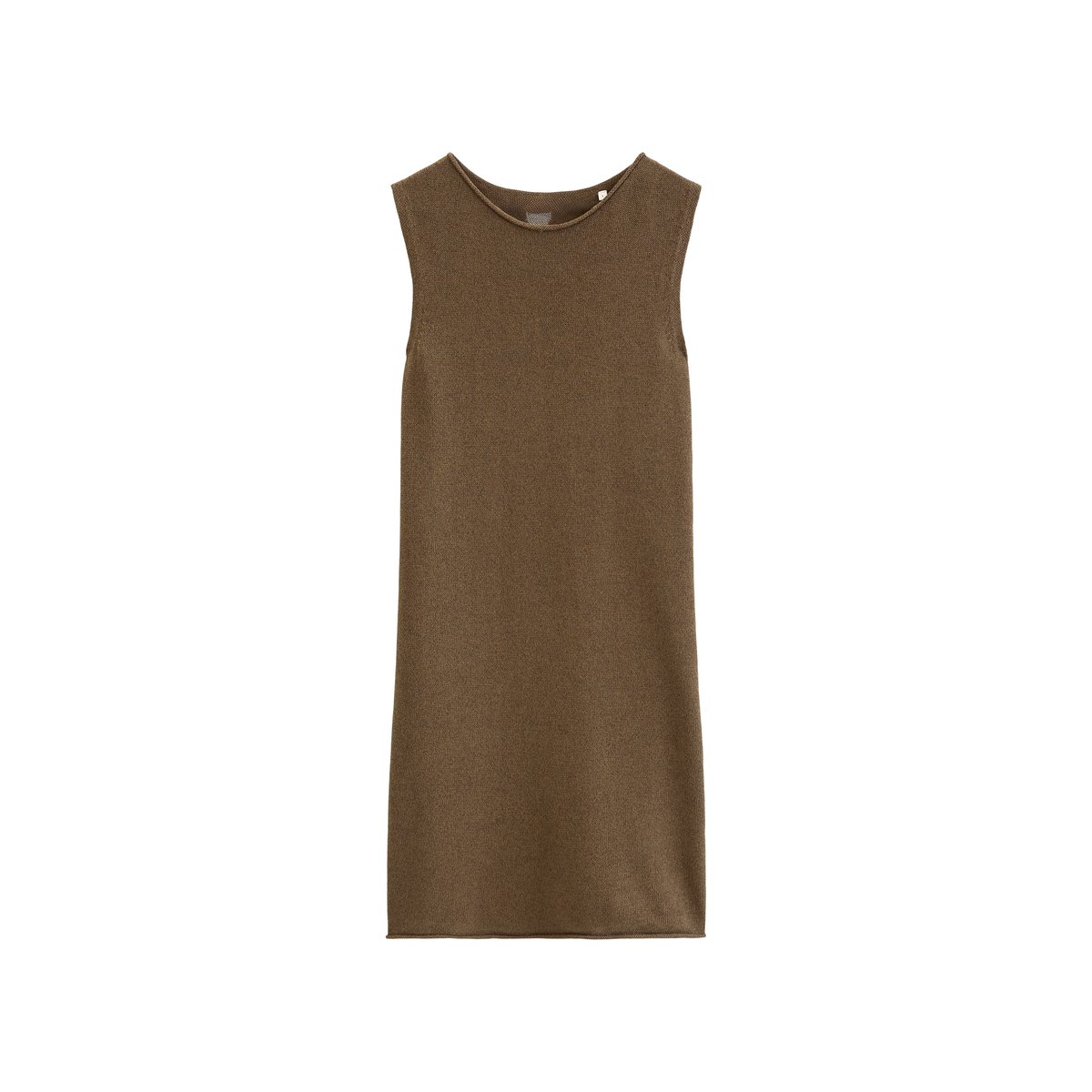 Robe en tricot sans manches shaped en mélange coton organique-lin marron foncé, MARC O'POLO