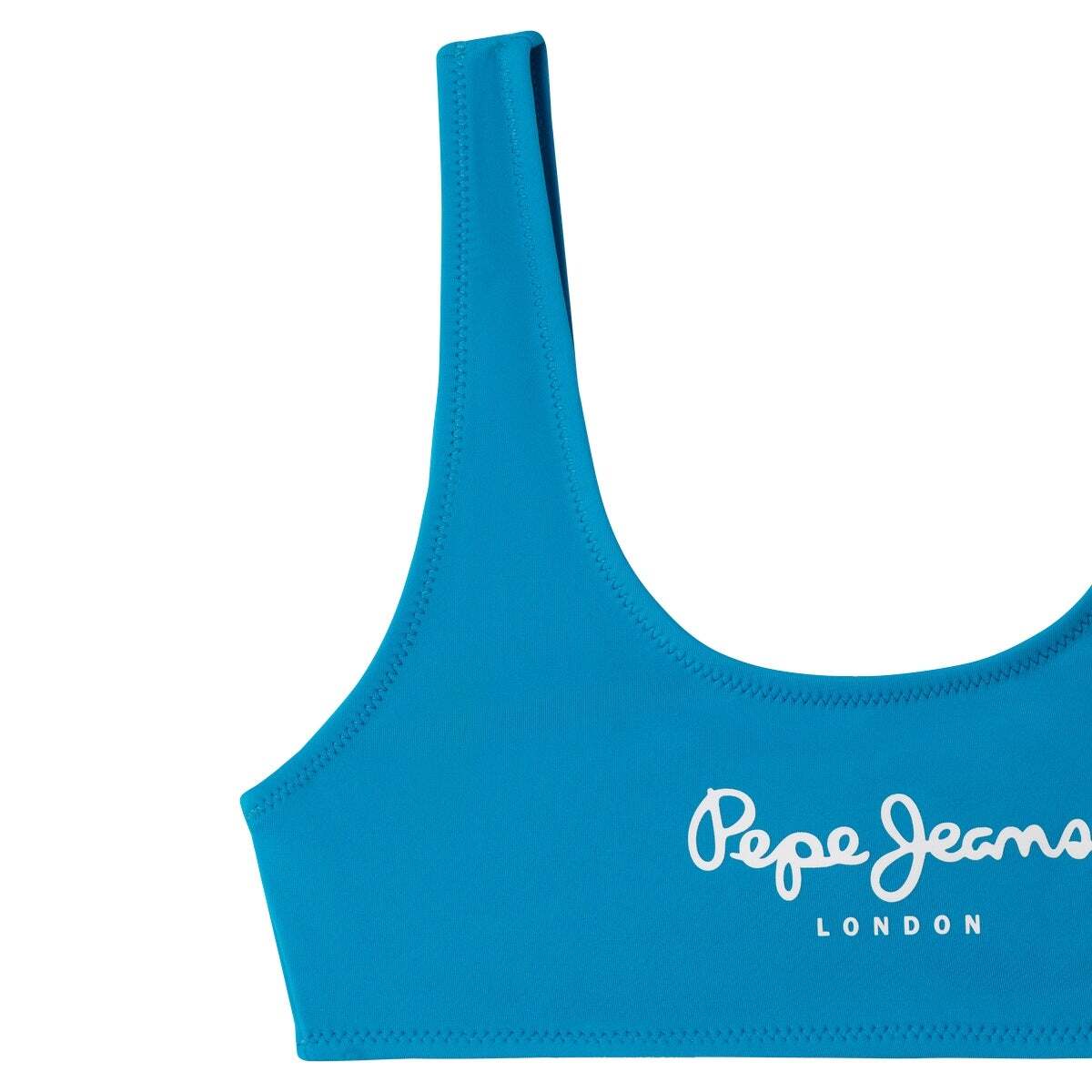 Haut De Bikini Avec Logo Imprimé bleu turquoise clair, PEPE JEANS