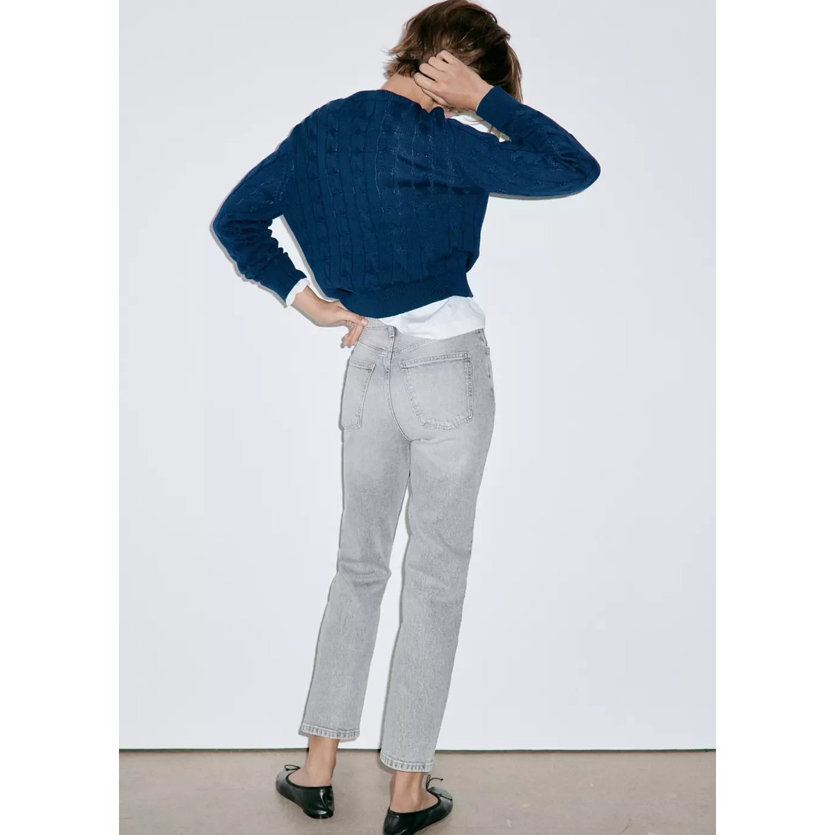 Jean Newmom confort taille haute gris denim, MANGO