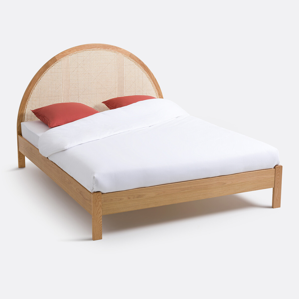 Lit avec sommier et tête de lit cannage, Homi naturel, LA REDOUTE INTERIEURS