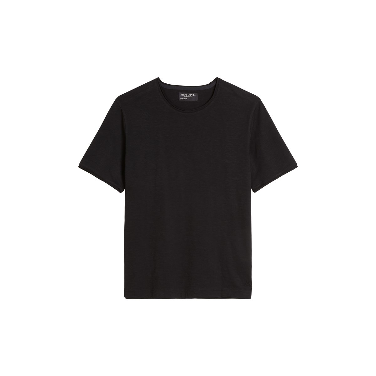 T-shirt regular en jersey slub doux noir, MARC O'POLO