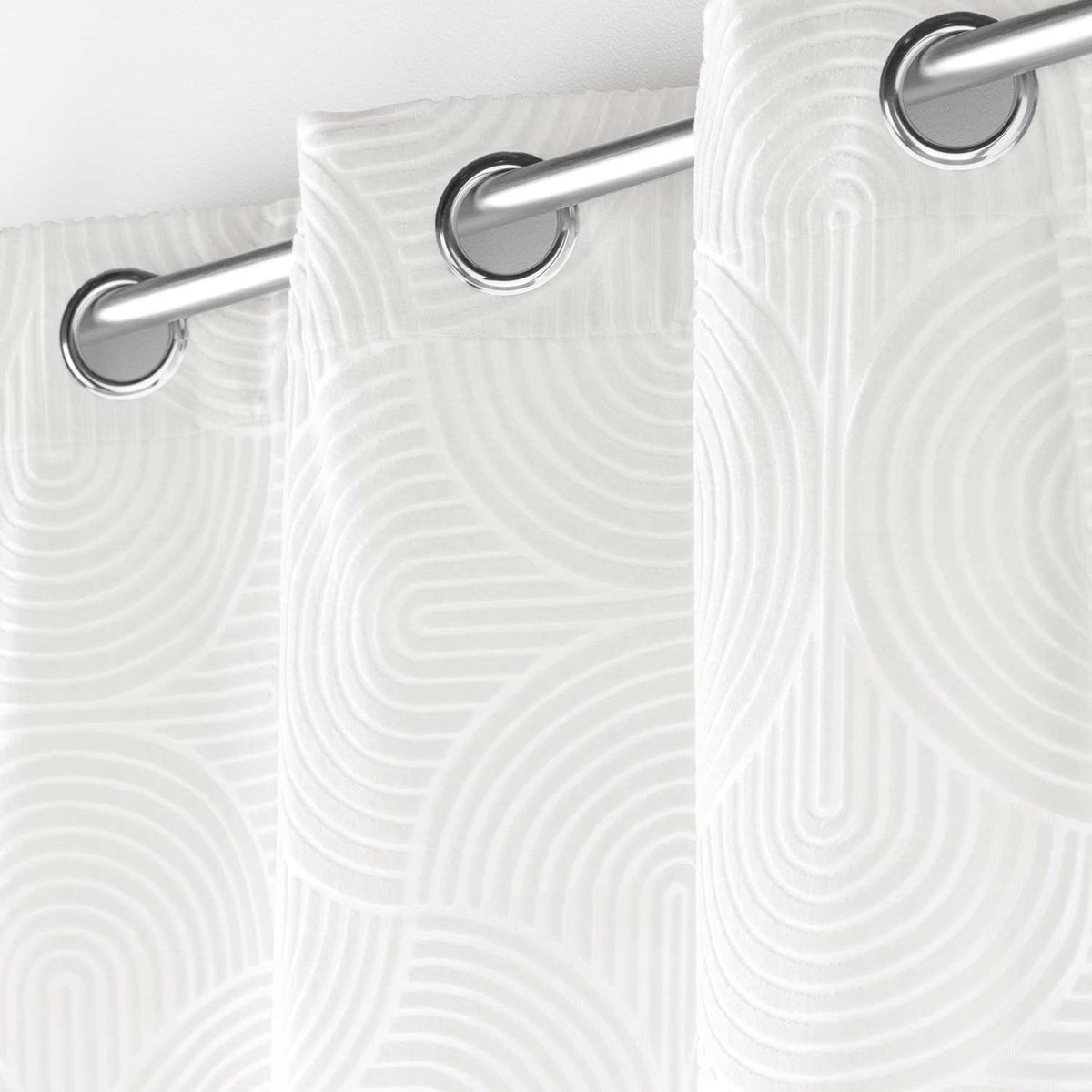 Rideau en velours à motifs ARCADIA blanc, TOILINUX