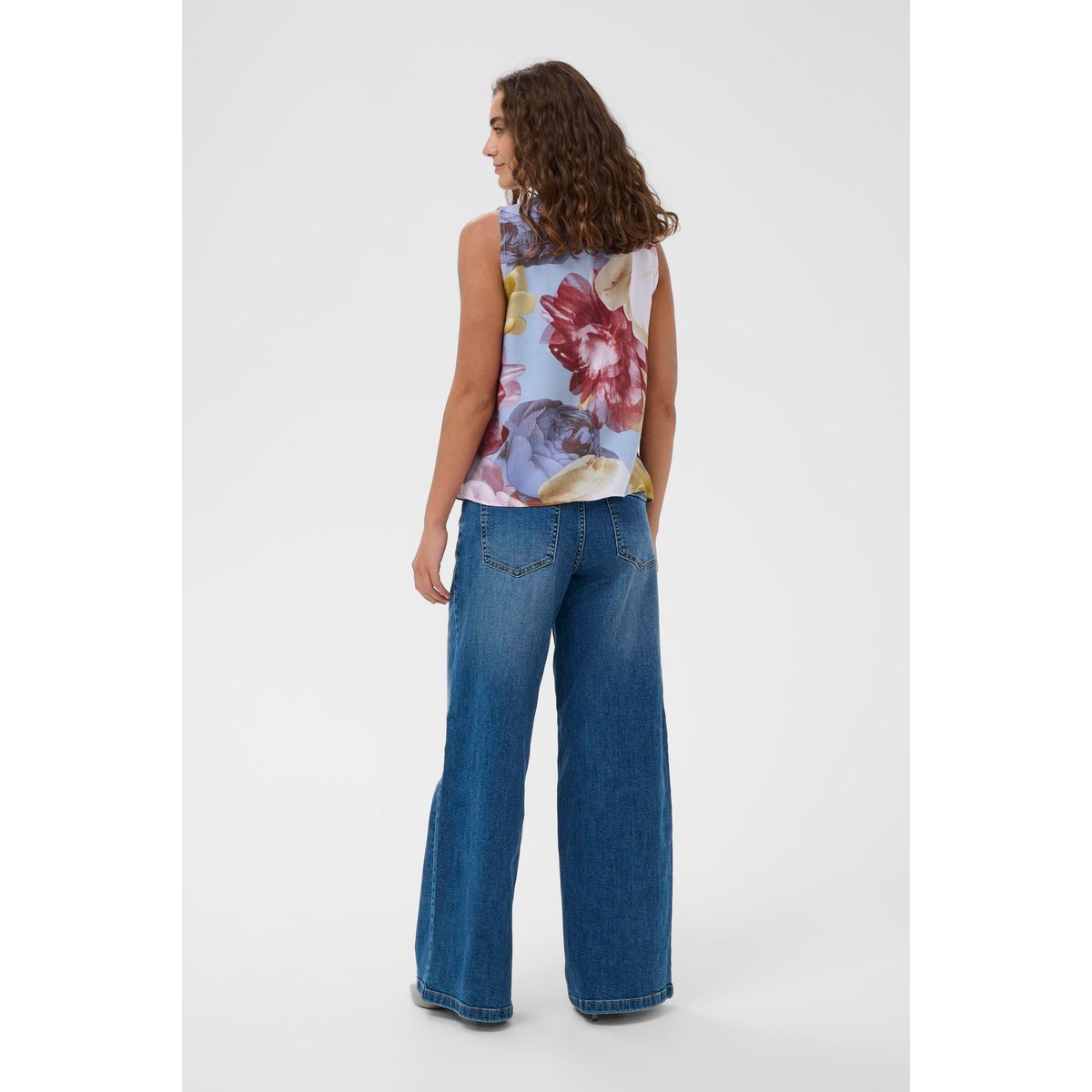 Blouse sans manches bleu rose jaune blue/pink/yellow flower, CULTURE