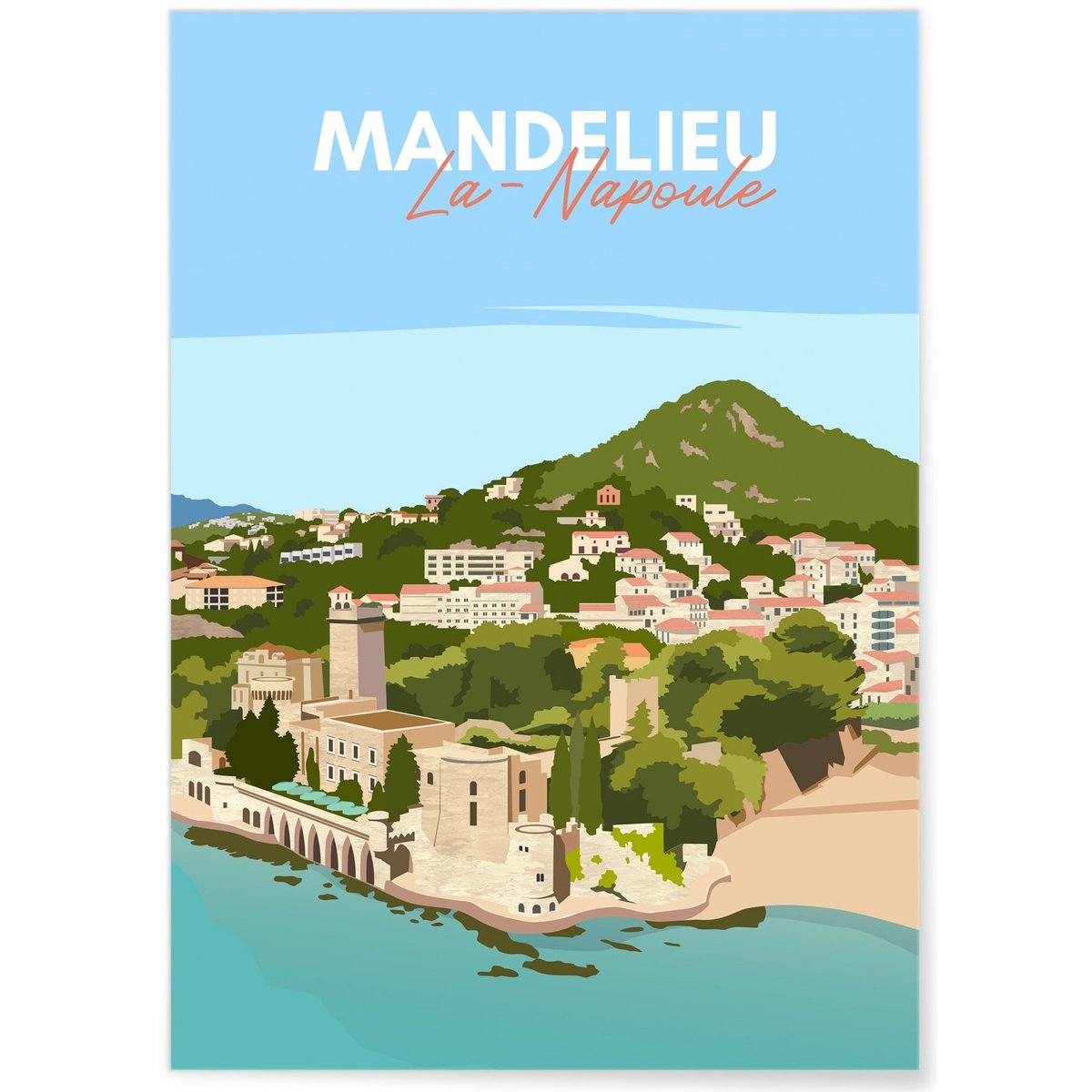 Affiche ville Mandelieu-la-Napoule blanc, L'AFFICHERIE