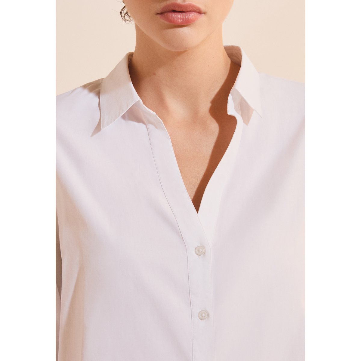 Chemise à manches longues en coton CABANA blanc, ETAM