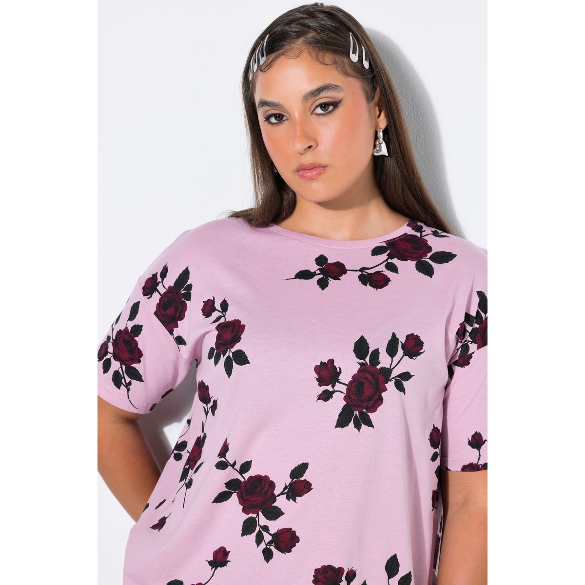 T-shirt, coupe oversize, motif roses vieux rose, STUDIO UNTOLD
