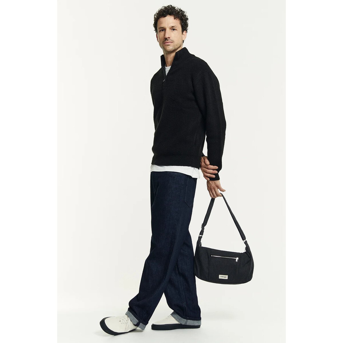 Sac crossbody en toile MINI CHARLOT noir, RIVEDROITE