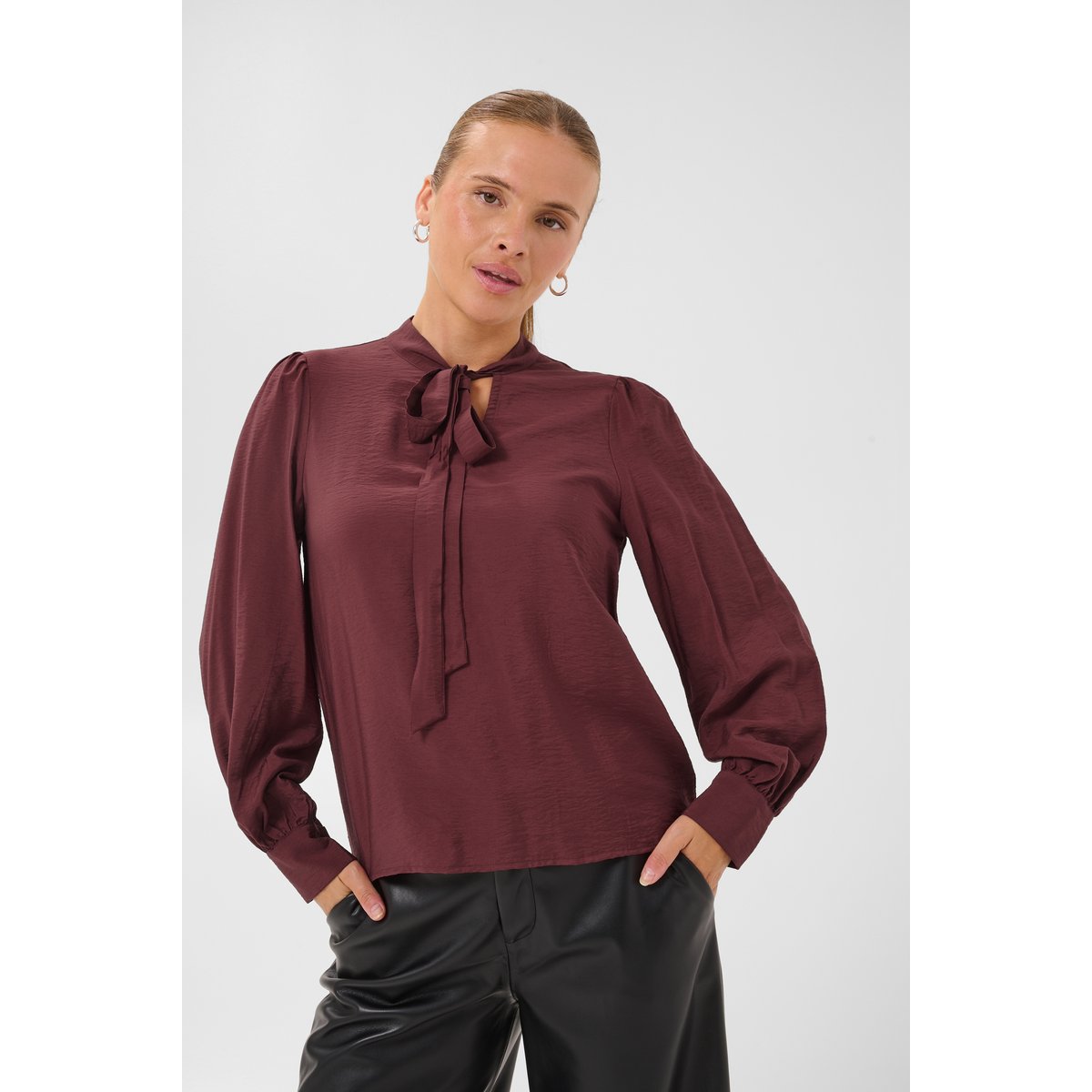 Blouse à manches longues rouge port, KAFFE