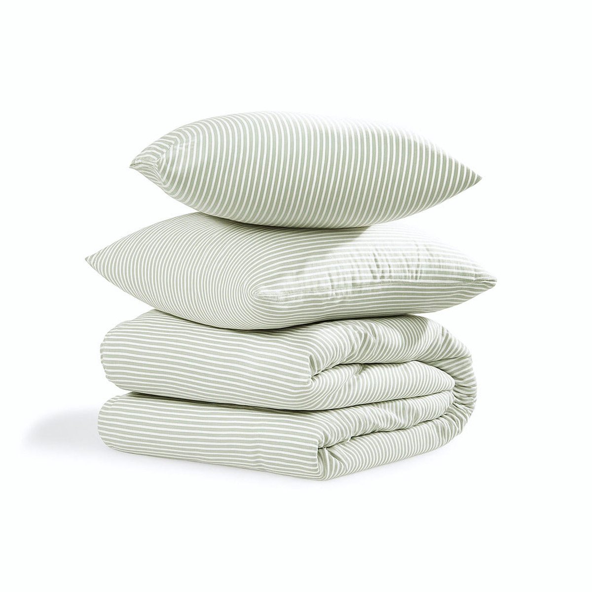 Parure + taies 65x65 coton lavé LUNAR vert céladon, FEBRONIE