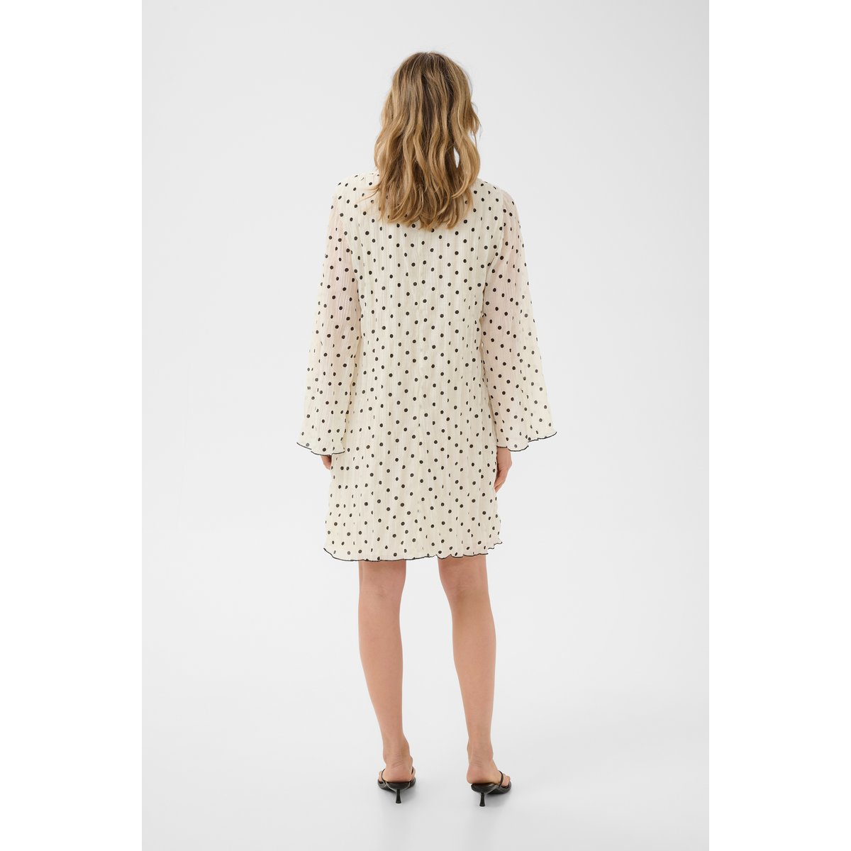 Robe blanc white w. black dot, CREAM
