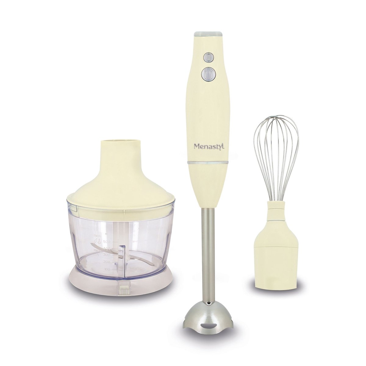 Mixeur 3 en 1 - 600W - 2 vitesses, RETRO crème, MENASTYL