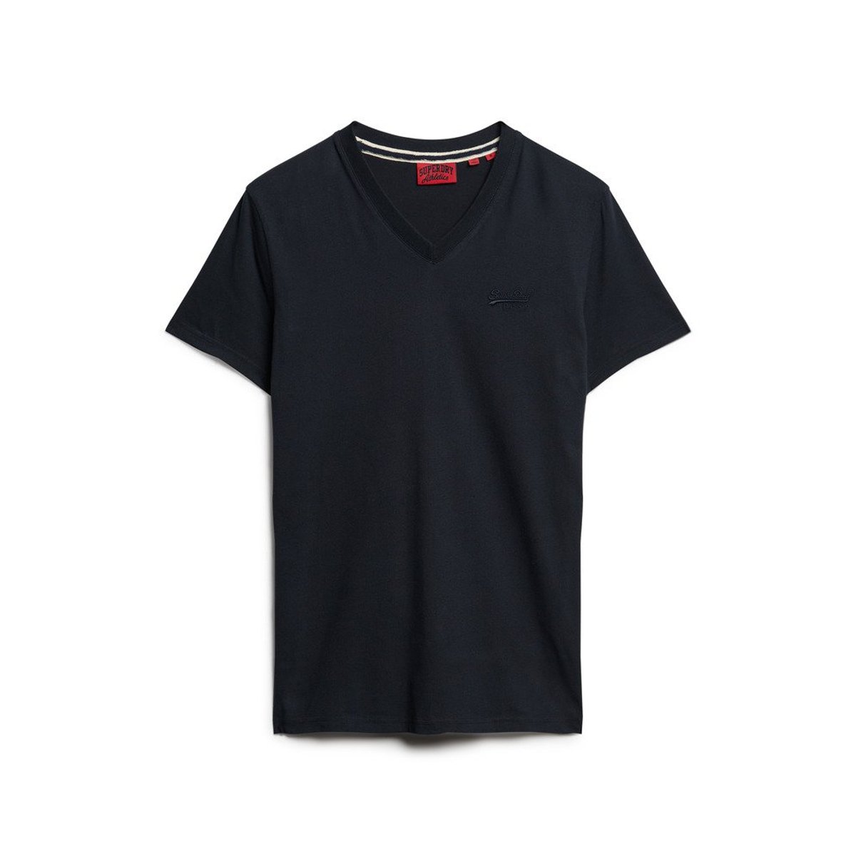T-shirt col V vintage logo bleu marine, SUPERDRY