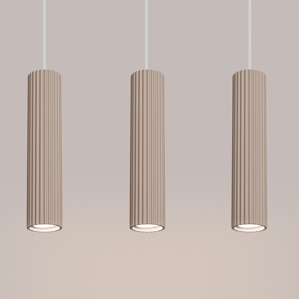 Suspension Aluminium Taupe GU10 3 Karbon marron, EDEN
