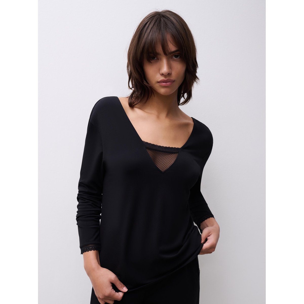 T-shirt manches longues ROMANCE noir, CHANTELLE