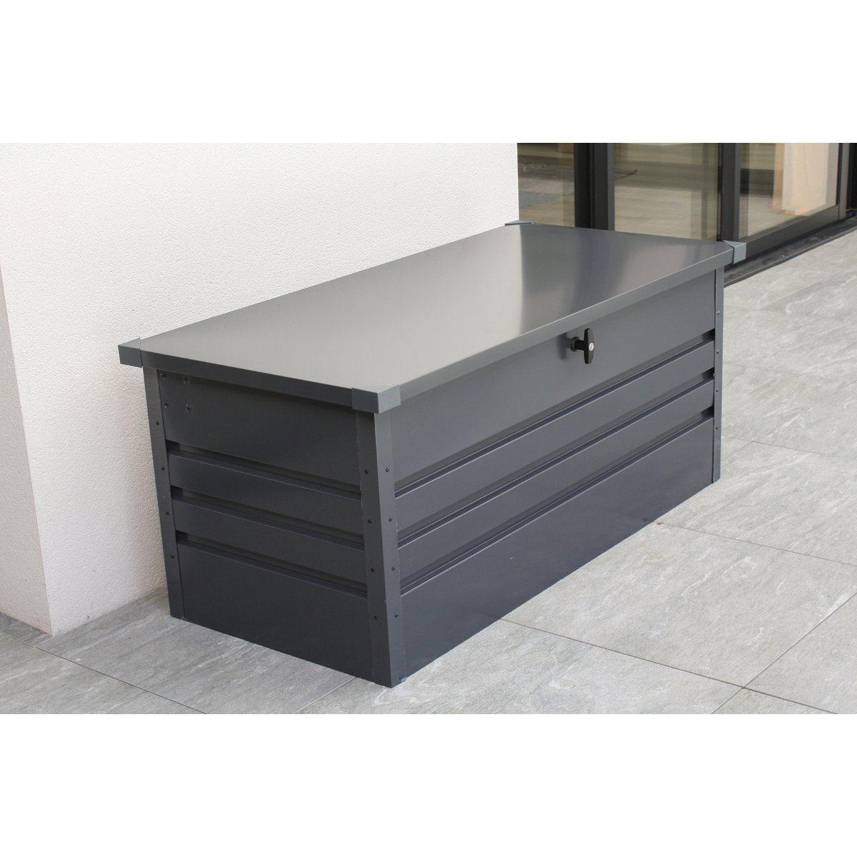 Coffre de jardin en acier galvanisé 600L SCATOLA gris anthracite, CITY GARDEN