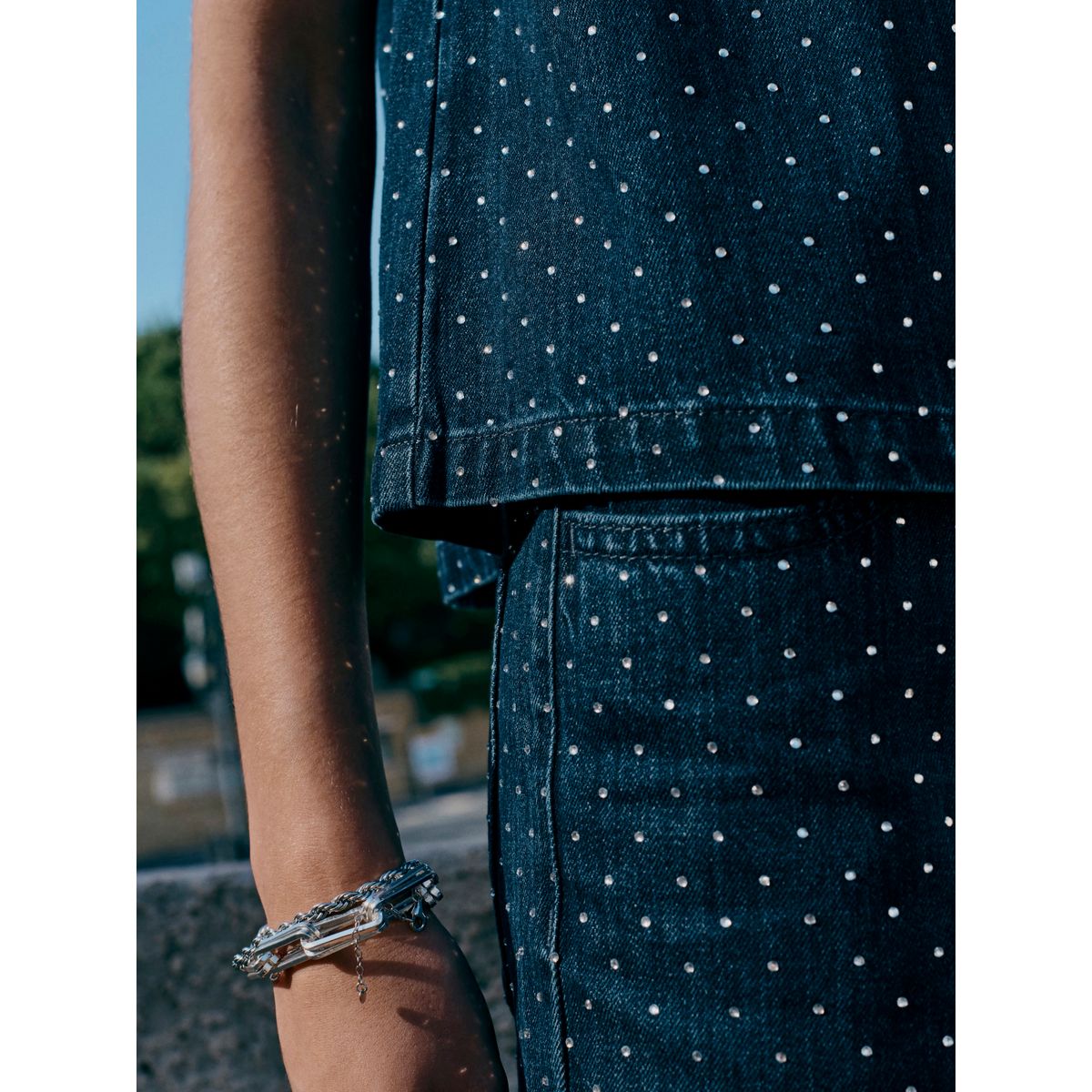Haut en denim fantaisie délavage bleu, NEXT