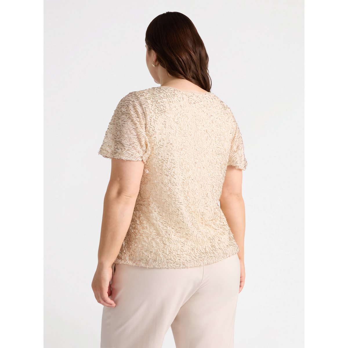 T-shirt en jersey brodé oro, FIORELLA RUBINO