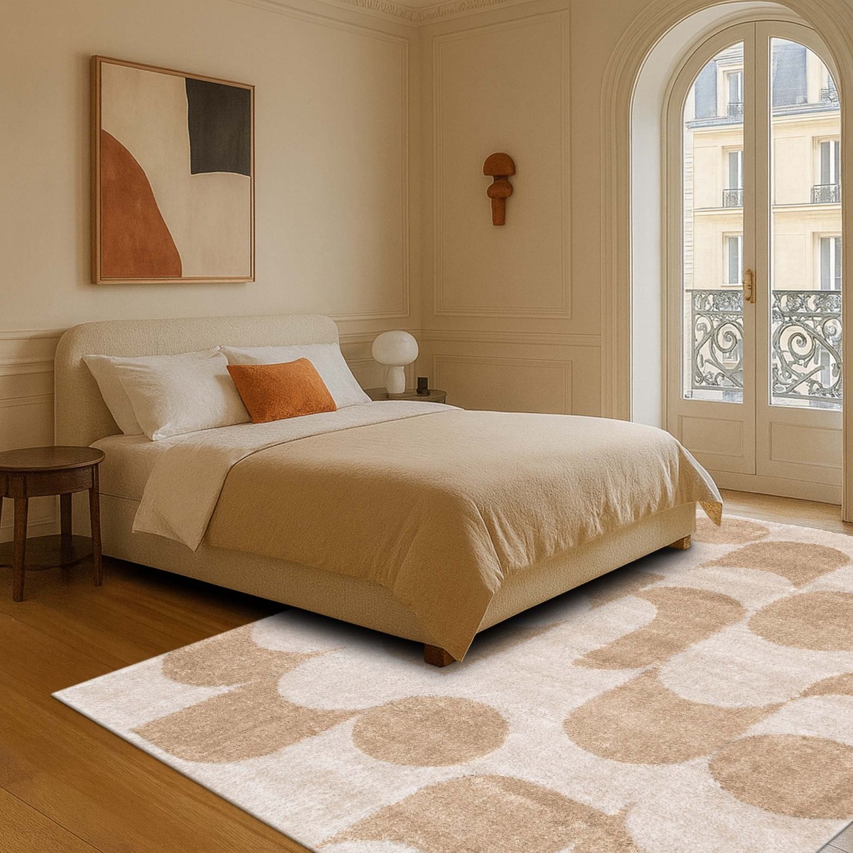 Tapis doux design moderne MAYA GRAPHIQUE beige, THE DECO FACTORY