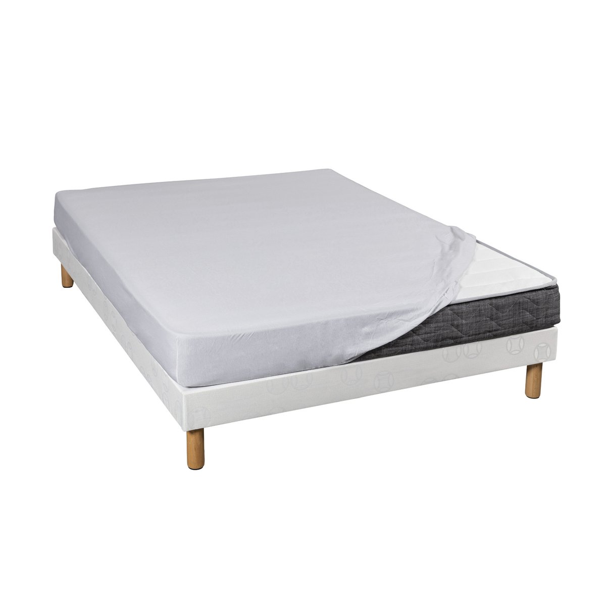 Drap housse coton jersey bonnet 30 (lot de 2) gris clair, TERRE DE NUIT