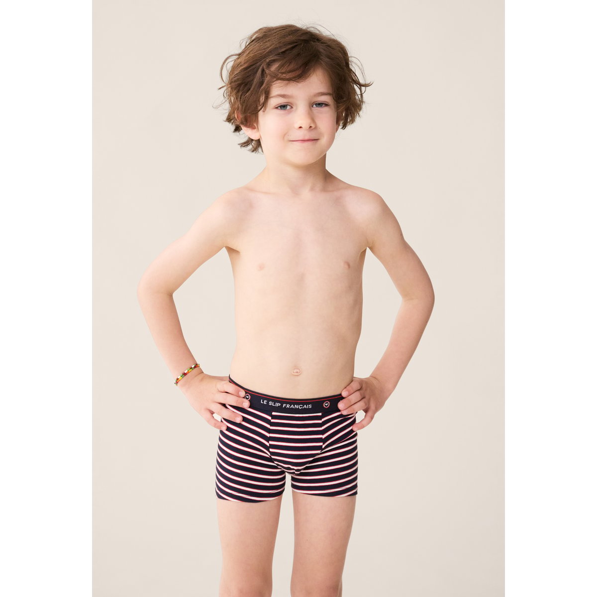 Lot de 3 Boxers Enfant en coton Petit Joseph rouge blanc rayure tricolore, LE SLIP FRANCAIS