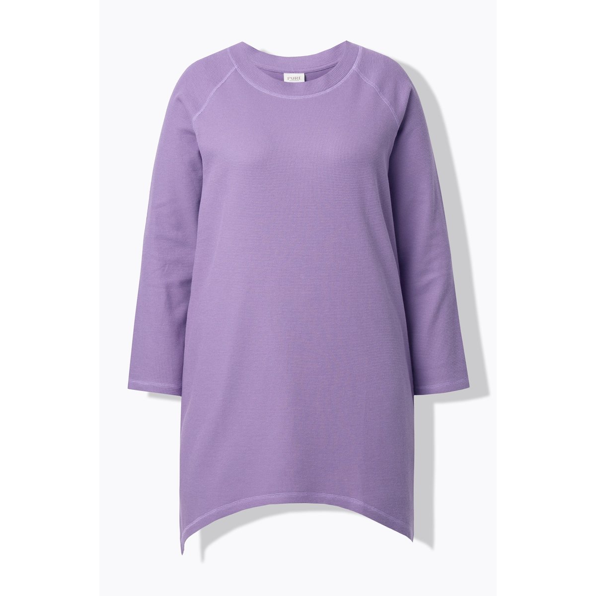 T-shirt en coton bio, piqué texture gaufrée lilas, ULLA POPKEN