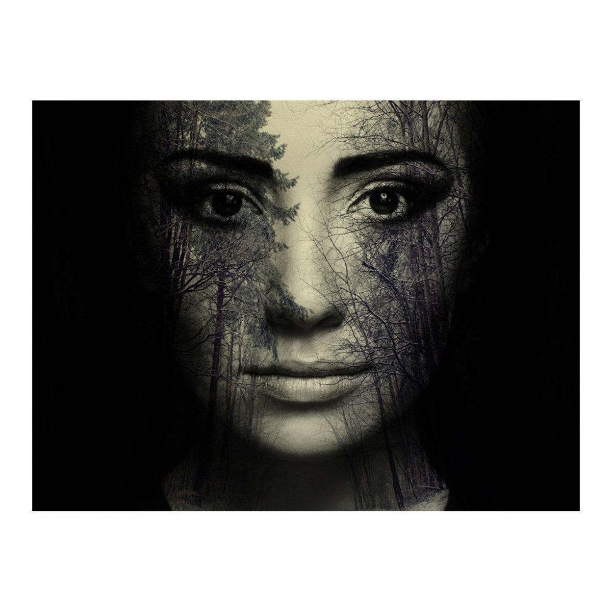 Papier peint intissé panoramique Personnes Forest mask noir, EDEN