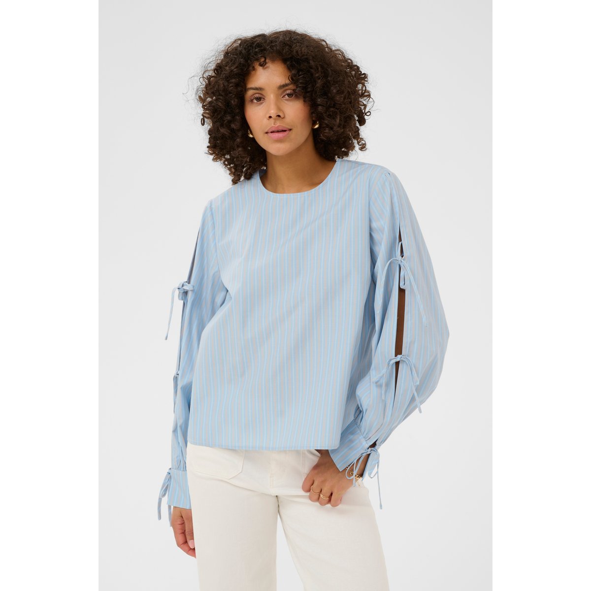 Blouse à manches longues bleu powder blue stripe, KAFFE