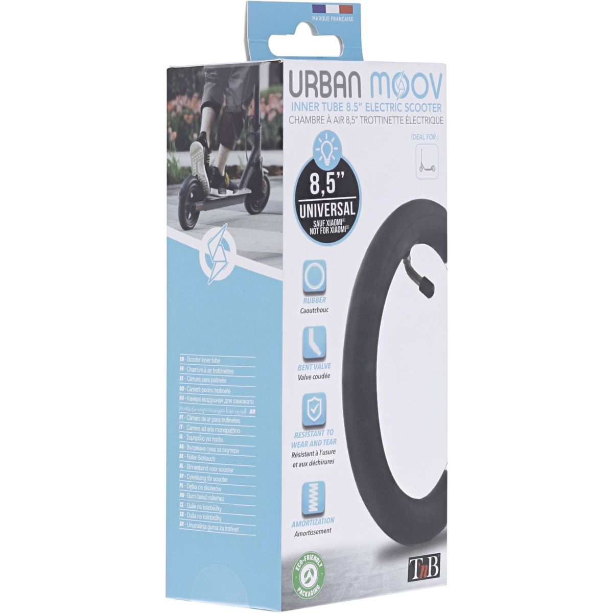 Pneu 8.5" coudée trottinette électrique noir, TNB