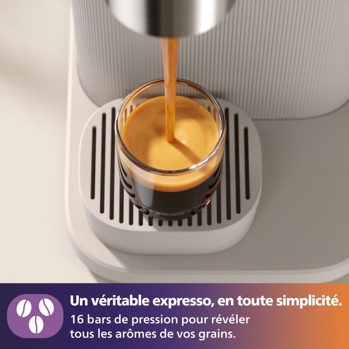Machine à expresso Baristina BAR300/03 cafetière à grain Blanche + Porte-filtre jaune mangue couleur unique, PHILIPS