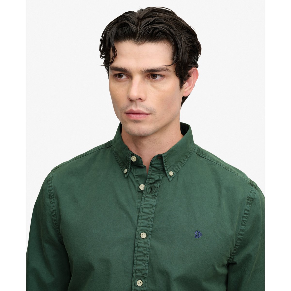 Chemise Manches Longues Coupe Décontractée vert délavé, SUPERDRY