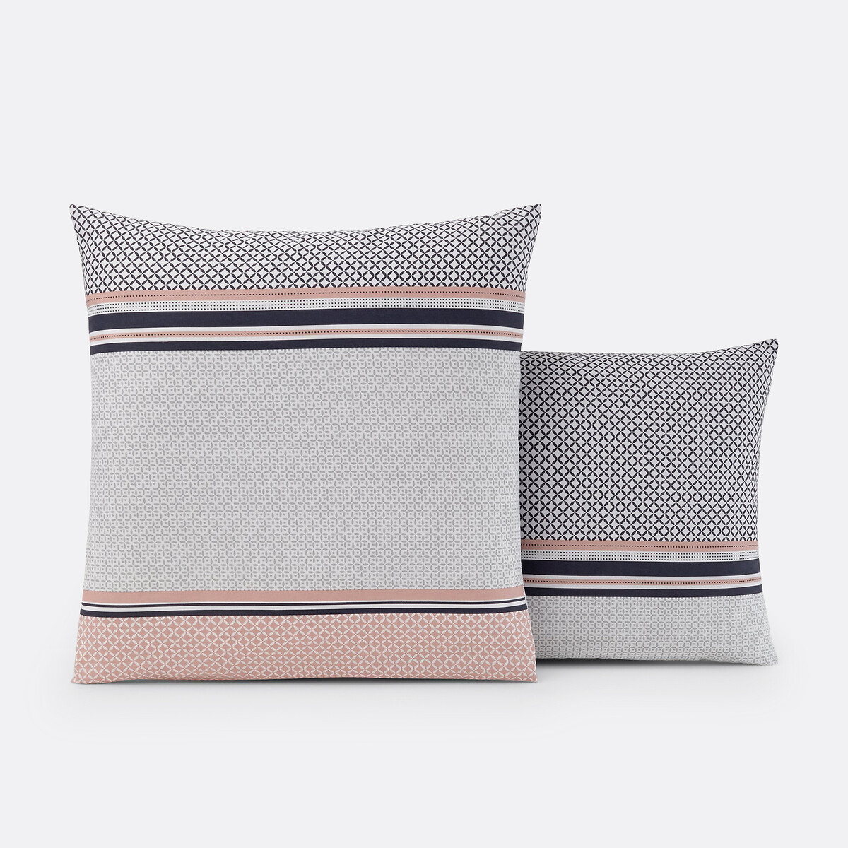 Federa per guanciale cotone, Nayma grigio/rosa polvere, SO'HOME